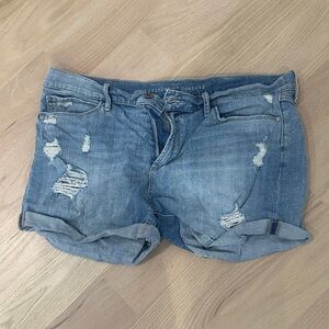 Articles Of Society Light Blue Distressed Roll-Cuff Jean Shorts